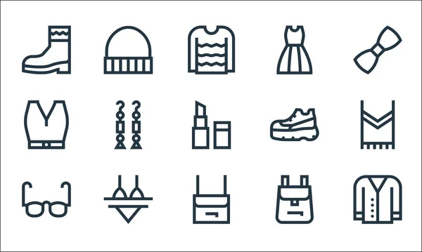 Iconos Línea Moda Conjunto Lineal Conjunto Línea Vectorial Calidad Como — Vector de stock