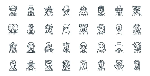 Fantastic Characters Line Icons Линейное Множество Набор Векторных Линий Качества — стоковый вектор