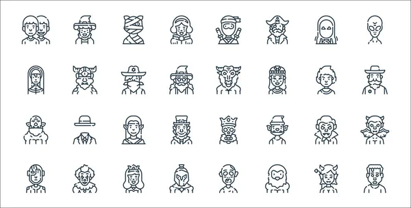 Fantastic Characters Line Icons Линейное Множество Набор Векторных Линий Качества — стоковый вектор