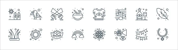 Brazilian Carnival Line Icons Linear Set Quality Vector Line Set — Stock Vector