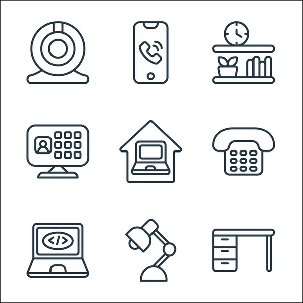 Iconos Línea Oficina Casa Conjunto Lineal Conjunto Línea Vectorial Calidad — Vector de stock