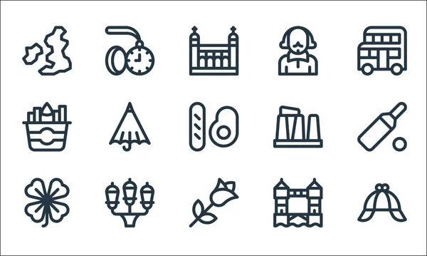 England Line Icons Linear Set Quality Vector Line Set Detective — Stock Vector