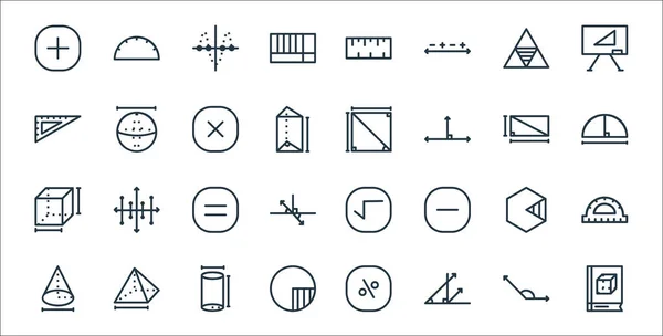 Icônes Ligne Mathématiques Set Linéaire Ensemble Lignes Vectorielles Qualité Telles — Image vectorielle