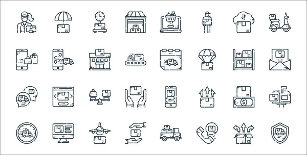 Delivery Line Icons Linear Set Quality Vector Line Set Protect — Stock Vector