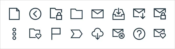 Mail Zeile Symbole Lineares Set Qualitätsvektorzeilensatz Wie Favorit Kreuz Rechts — Stockvektor