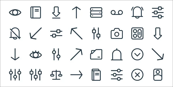 Iconos Línea Interfaz Conjunto Lineal Conjunto Línea Vectorial Calidad Como — Archivo Imágenes Vectoriales