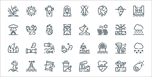 Climate Change Line Icons Linear Set Quality Vector Line Set — Stock Vector