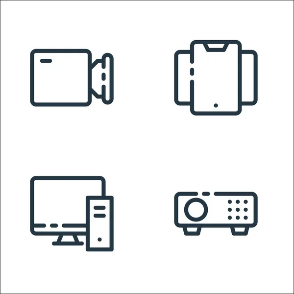 Multimedia Electronic Line Icons Linear Set Quality Vector Line Set — Stock Vector