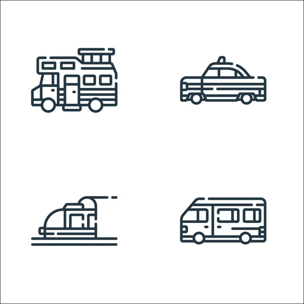 Vehicles Transports Line Icons Linear Set Quality Vector Line Set — Stock Vector