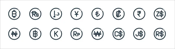 Иконки Валютной Линии Линейное Множество Набор Векторных Линий Качества Таких — стоковый вектор