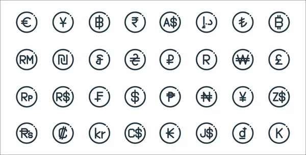 Currency Line Icons Linear Set Quality Vector Line Set Laos — Stock Vector