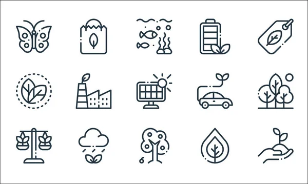 Ecology Line Icons Linear Set Quality Vector Line Set Ecological — Stock Vector