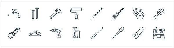 Carpentry Line Icons Linear Set Quality Vector Line Set Kit — Stock Vector