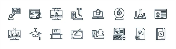 Iconos Línea Elearning Conjunto Lineal Calidad Vector Línea Conjunto Como — Archivo Imágenes Vectoriales