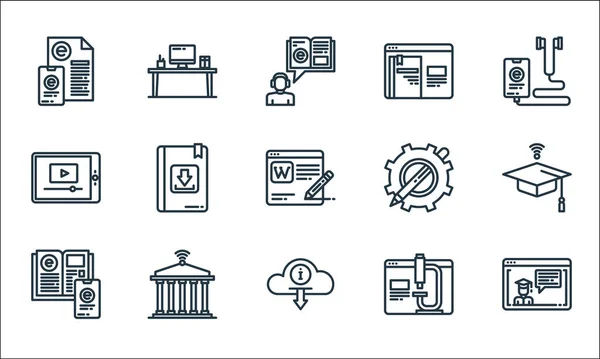 Icônes Ligne Elearning Set Linéaire Ensemble Ligne Vectorielle Qualité Tels — Image vectorielle