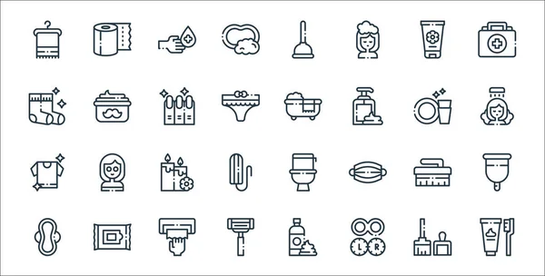 Hygiene Routine Line Icons Linear Set Quality Vector Line Set — Stock Vector