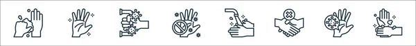 Wash Hand Line Icons Linear Set Quality Vector Line Set — Stock Vector