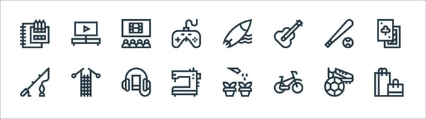 Hobbies Line Icons Linear Set Quality Vector Line Set Shopping — Stock Vector