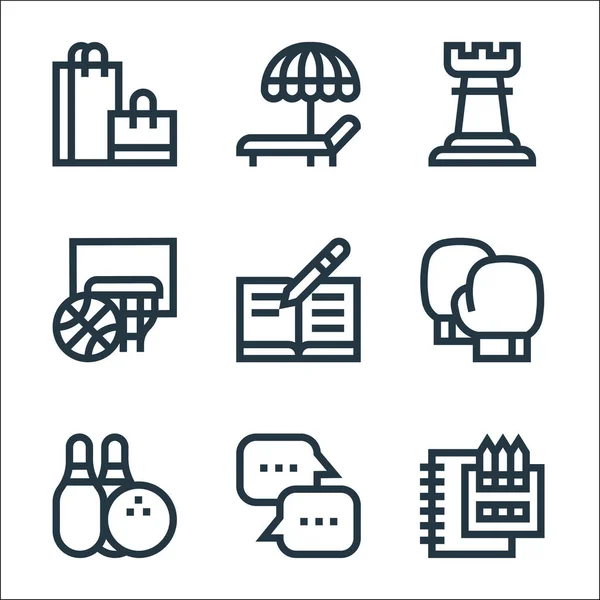 Hobbies Line Icons Linear Set Quality Vector Line Set Draw — Stock Vector