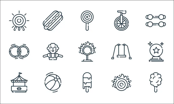 Circus Line Icons Linear Set Quality Vector Line Set Cotton — Stock Vector