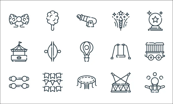 Circus Line Icons Linear Set Quality Vector Line Set Juggler — Stock Vector