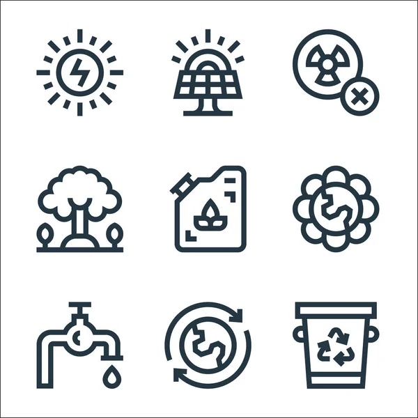 Mother Earth Day Line Icons Linear Set Quality Vector Line — Stock Vector