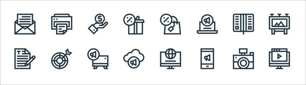 Advertisement Line Icons Linear Set Quality Vector Line Set Online — Stock Vector