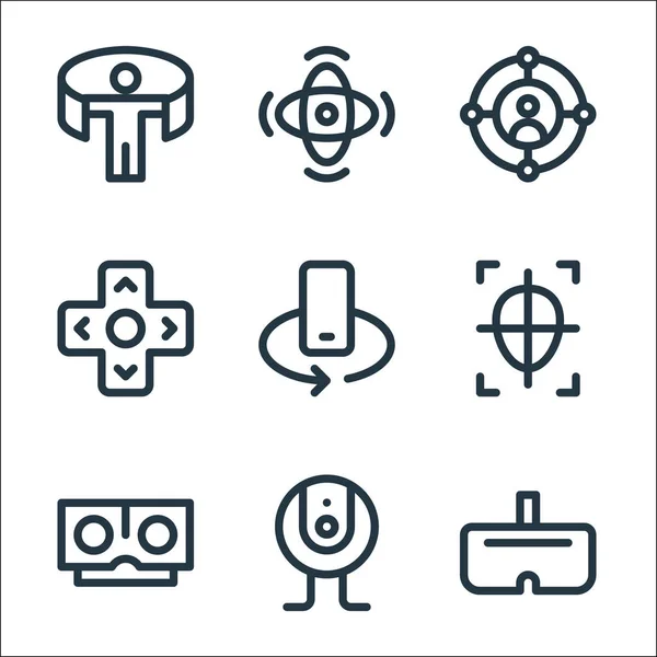 Virtual Reality Line Icons Linear Set Quality Vector Line Set — Stock Vector