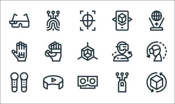 Virtual Reality Line Icons Linear Set Quality Vector Line Set — Stock Vector