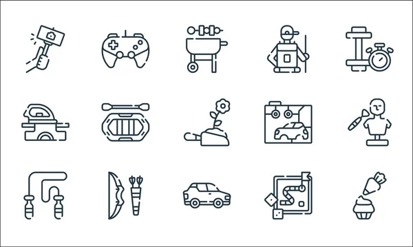 Iconos Línea Tiempo Libre Conjunto Lineal Conjunto Línea Vectores Calidad — Archivo Imágenes Vectoriales