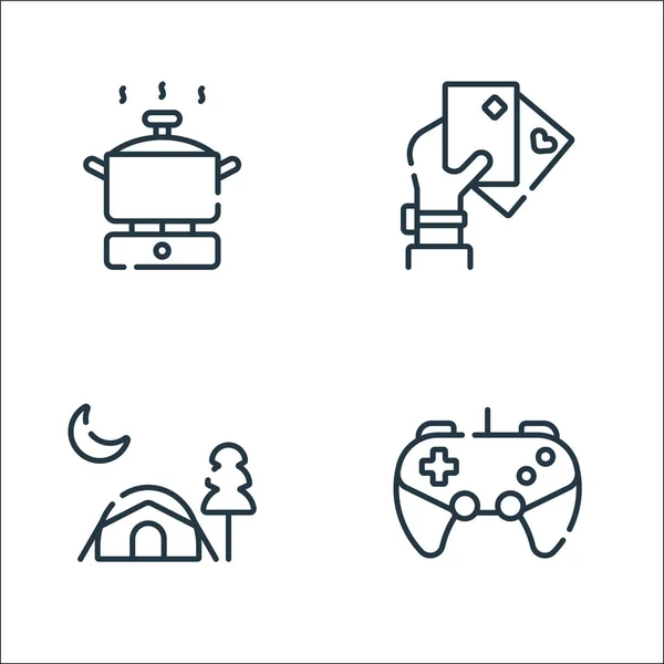 Symbole Für Freie Zeit Lineares Set Qualitätsvektorlinienset Wie Gaming Zeltlager — Stockvektor