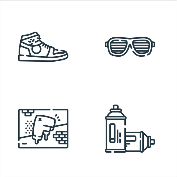 Hip Hop Line Icons Linear Set Quality Vector Line Set — Stock Vector