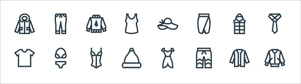 Iconos Línea Ropa Conjunto Lineal Conjunto Línea Vectorial Calidad Como — Archivo Imágenes Vectoriales