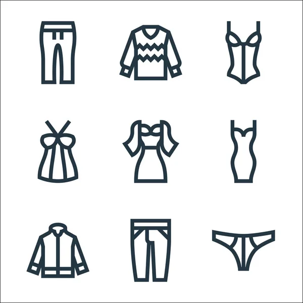 Wäscheleine Symbole Lineares Set Qualitätsvektorlinie Set Wie Höschen Jeans Jacke — Stockvektor