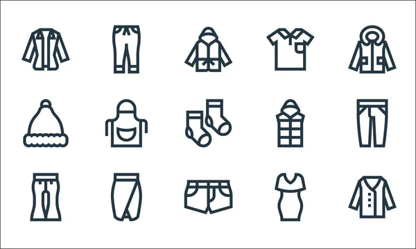 Clothes Line Icons Linear Set Quality Vector Line Set Cardigan — Stock Vector