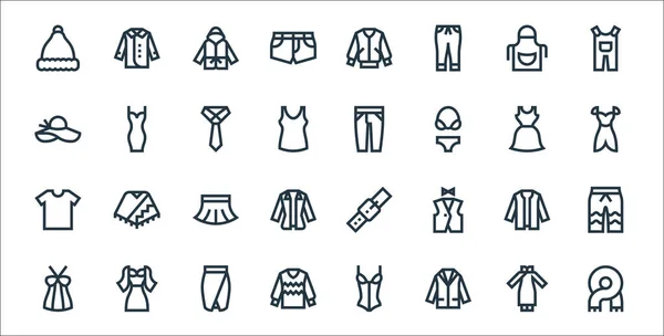 Clothes Line Icons Linear Set Quality Vector Line Set Scarf — Stock Vector