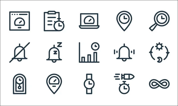 Compteur Vitesse Des Icônes Ligne Temps Set Linéaire Réglage Ligne — Image vectorielle