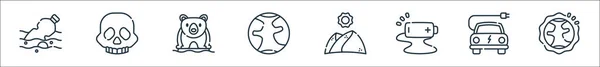 Iconos Línea Cambio Climático Conjunto Lineal Conjunto Línea Vectorial Calidad — Vector de stock