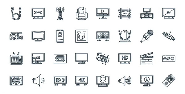 Television Line Icons Linear Set Quality Vector Line Set Dictaphone — Stock Vector