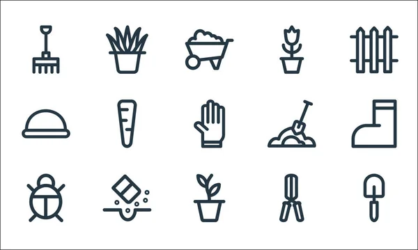 Landscaping Equipment Line Icons Linear Set Quality Vector Line Set — Stock Vector