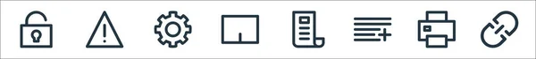Benutzeroberfläche Zeilensymbole Lineares Set Qualitätsvektorzeilensatz Wie Link Drucker Add News — Stockvektor