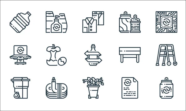 Línea Reciclaje Iconos Conjunto Lineal Conjunto Línea Vectores Calidad Tales — Vector de stock