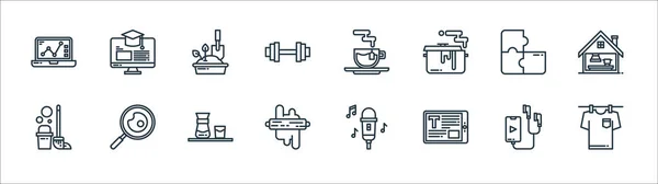 Stay Home Line Icons Linear Set Quality Vector Line Set — Stock Vector