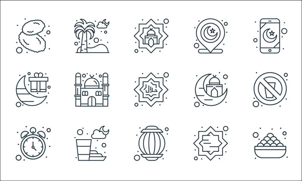 Islam Ramadán Iconos Línea Conjunto Lineal Conjunto Línea Vectores Calidad — Archivo Imágenes Vectoriales