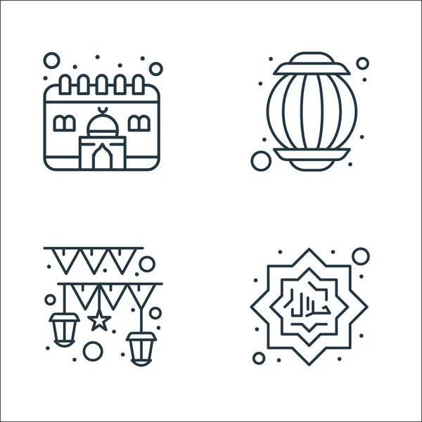 Islam Ramadán Iconos Línea Conjunto Lineal Conjunto Línea Vectorial Calidad — Archivo Imágenes Vectoriales