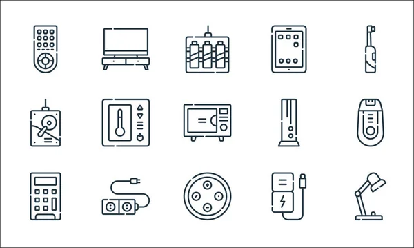 Icônes Ligne Électronique Set Linéaire Jeu Lignes Vectorielles Qualité Telles — Image vectorielle