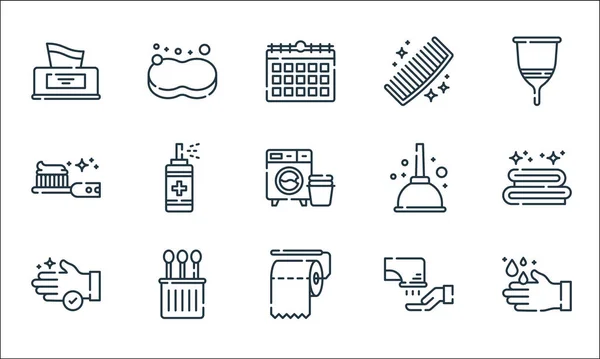 Hygiene Routine Line Icons Linear Set Quality Vector Line Set — Stock Vector