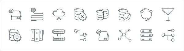 Network Database Line Icons Linear Set Quality Vector Line Set — Stock Vector