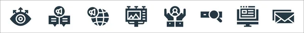 Symbole Der Anzeigenzeile Lineares Set Qualitätsvektorzeilensatz Wie Mail Blog Suche — Stockvektor