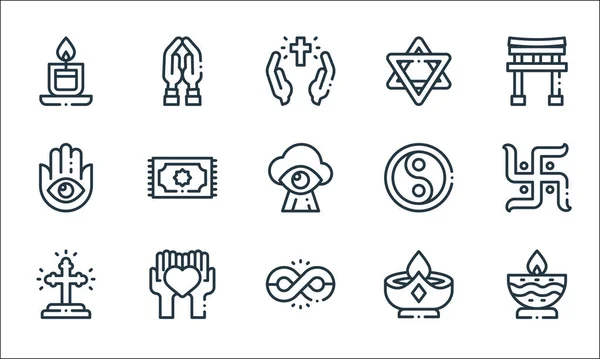 Iconos Línea Espiritual Conjunto Lineal Conjunto Línea Vectorial Calidad Como — Vector de stock